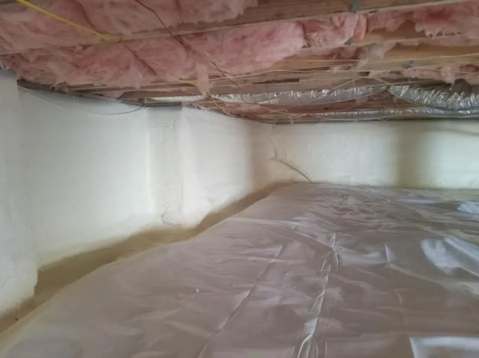 Crawl space encapsulation with closed-cell spray foam for Roof Waterproofing in Bath